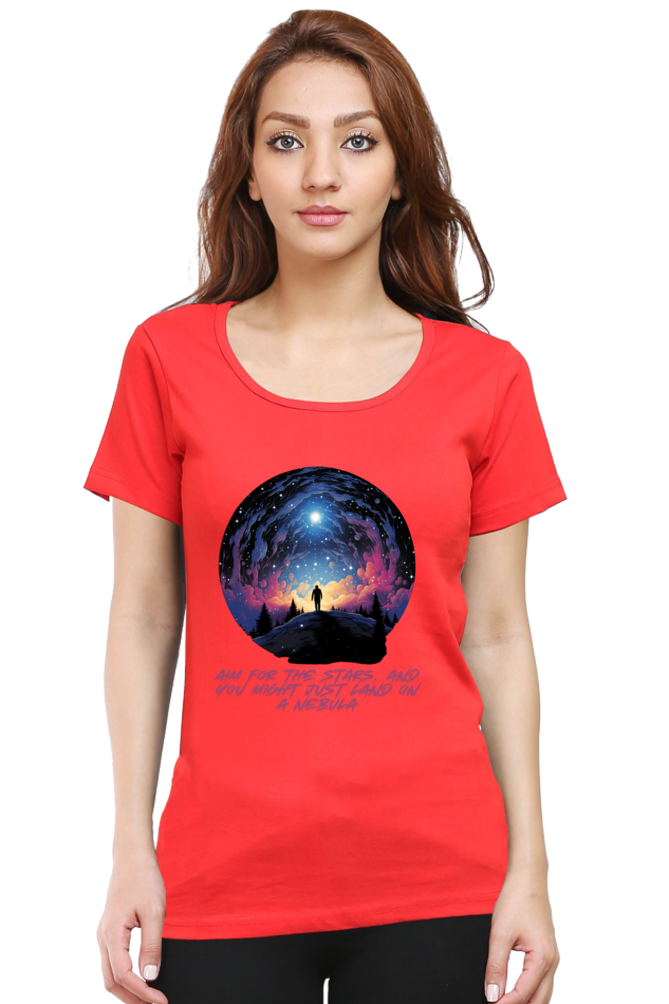 AIM FOR THE STARS WOMEN ROUND NECK T-SHIRT