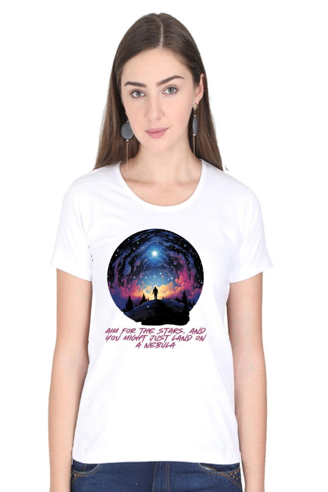 AIM FOR THE STARS WOMEN ROUND NECK T-SHIRT
