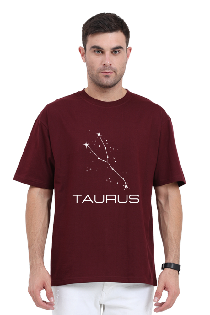 UNISEX OVERSIZED DARK COLOUR T-SHIRT: TAURUS ZODIAC SIGN