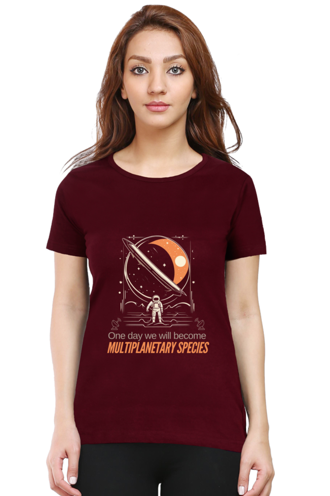 MULTI PLANETARY SPECIES WOMEN ROUND NECK T-SHIRT