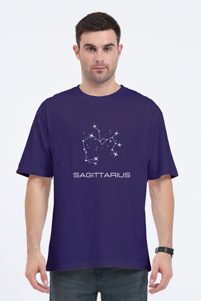 UNISEX OVERSIZED DARK COLOURED T-SHIRT: SAGITTARIUS ZODIAC SIGN