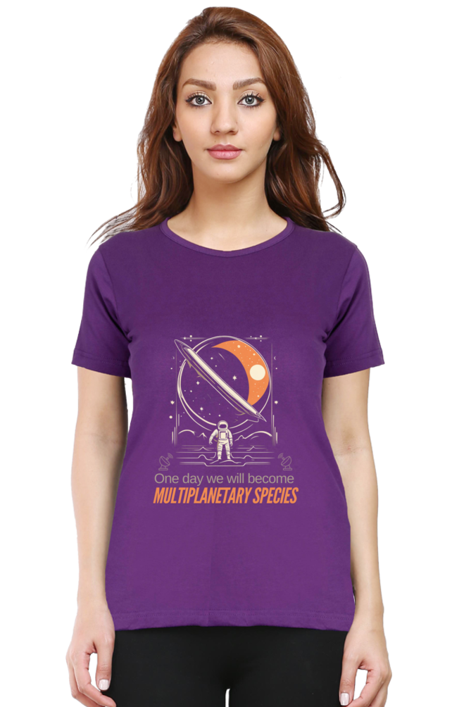 MULTI PLANETARY SPECIES WOMEN ROUND NECK T-SHIRT