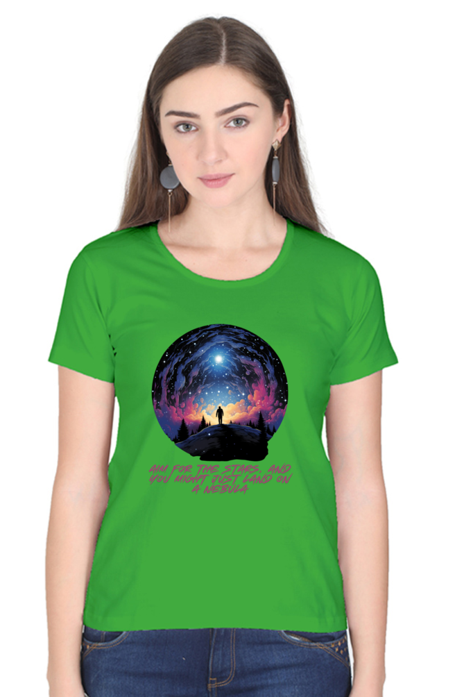 AIM FOR THE STARS WOMEN ROUND NECK T-SHIRT