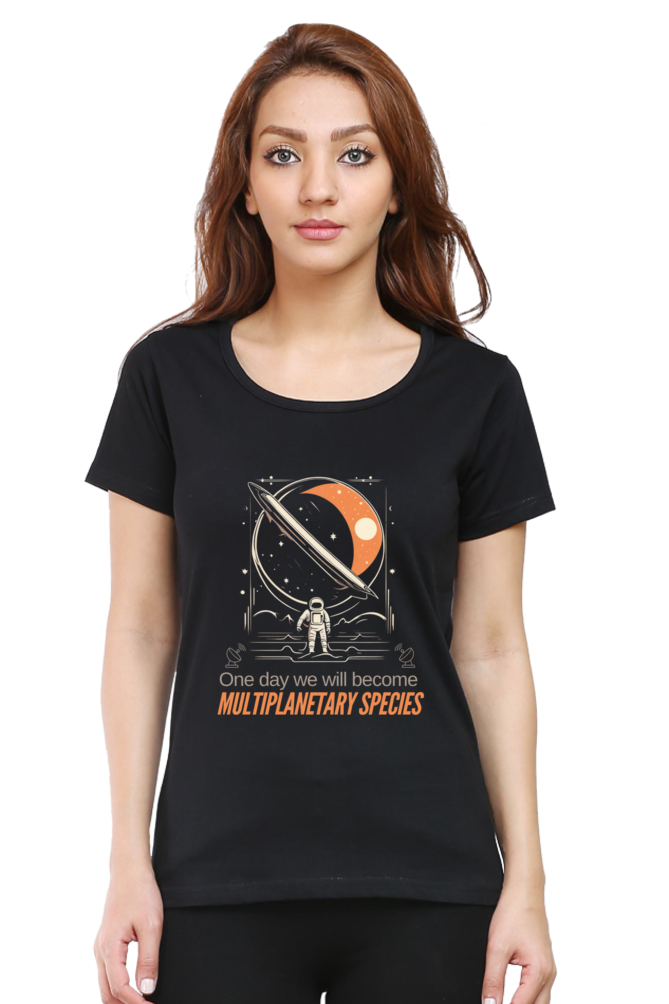 MULTI PLANETARY SPECIES WOMEN ROUND NECK T-SHIRT
