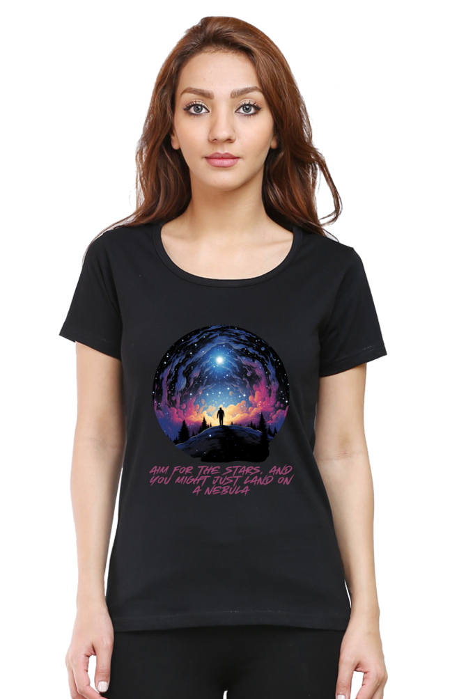 AIM FOR THE STARS WOMEN ROUND NECK T-SHIRT