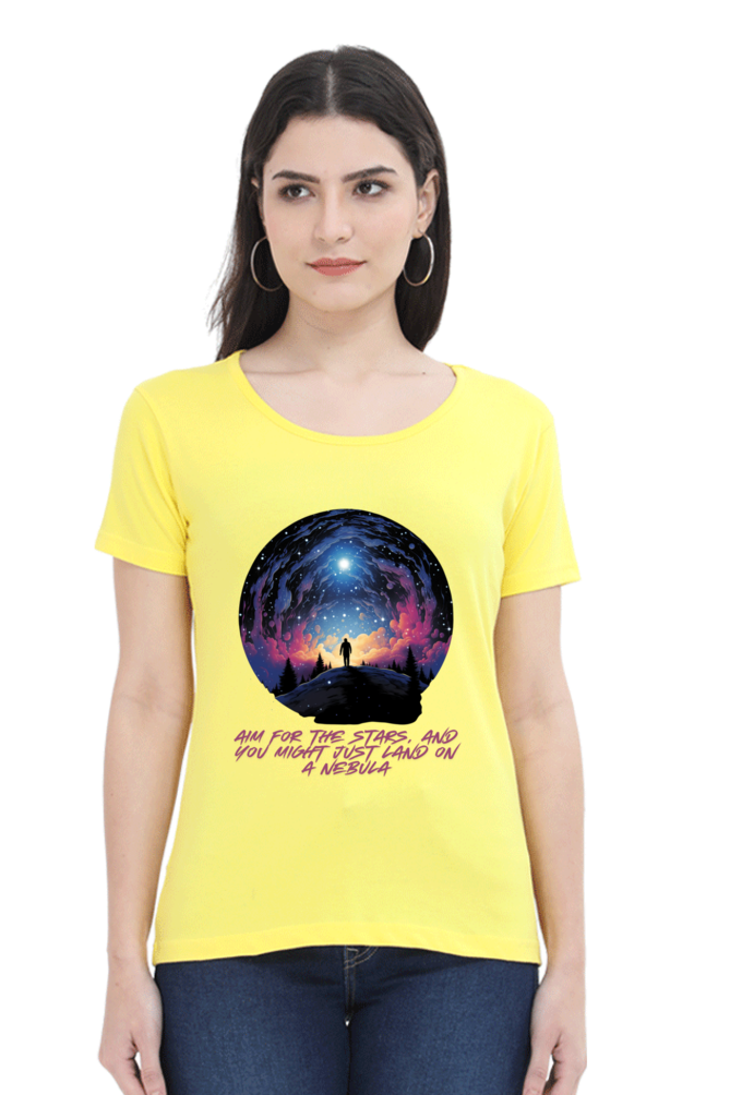 AIM FOR THE STARS WOMEN ROUND NECK T-SHIRT