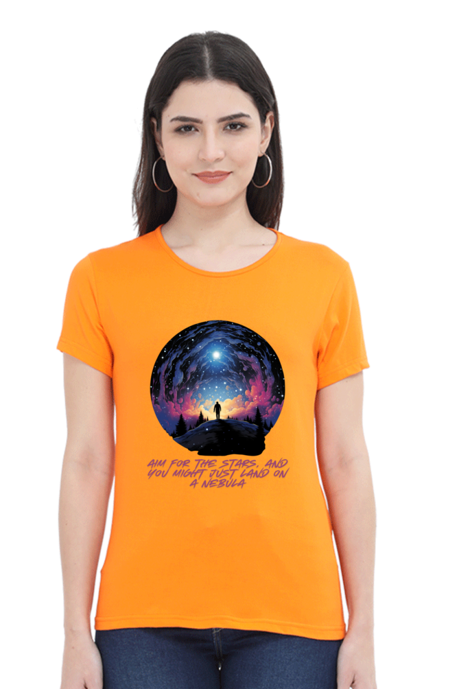 AIM FOR THE STARS WOMEN ROUND NECK T-SHIRT