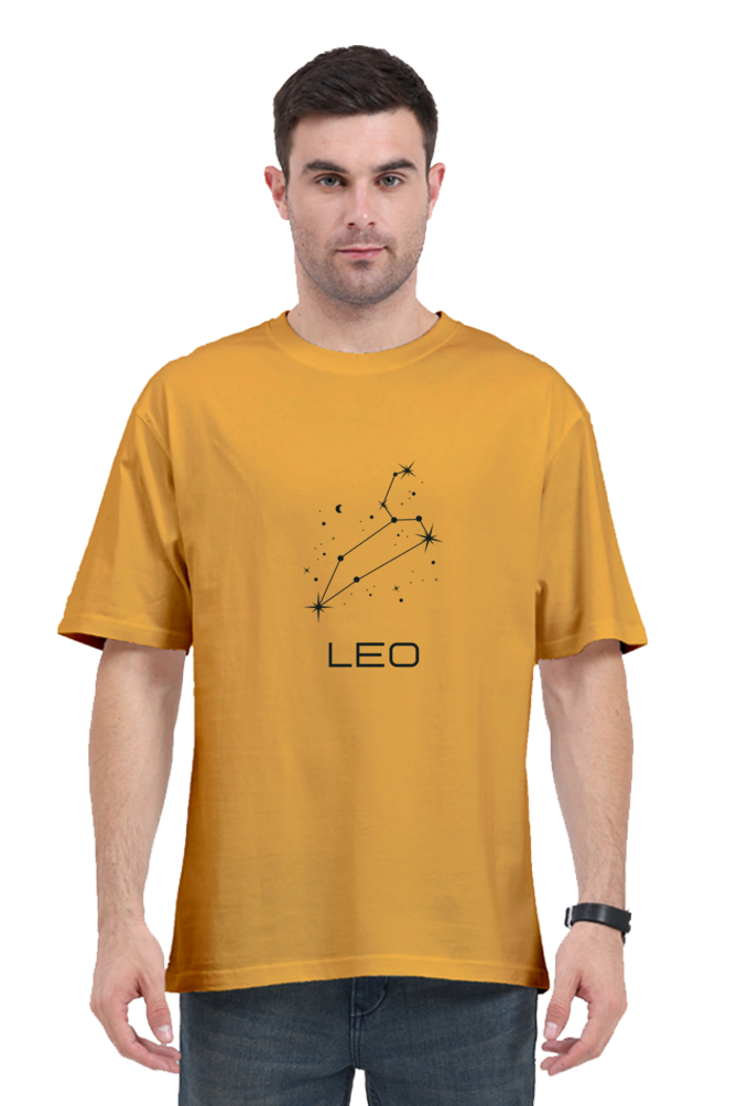 UNISEX OVERSIZED LIGHT COLOURED T-SHIRT: LEO ZODIAC SIGN
