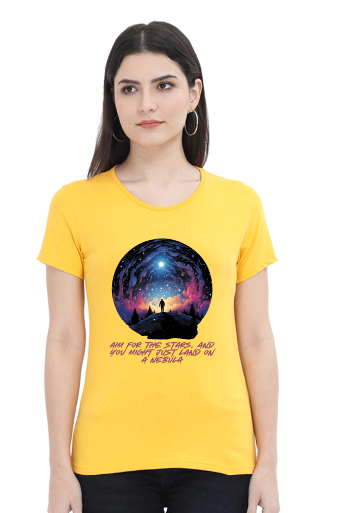 AIM FOR THE STARS WOMEN ROUND NECK T-SHIRT