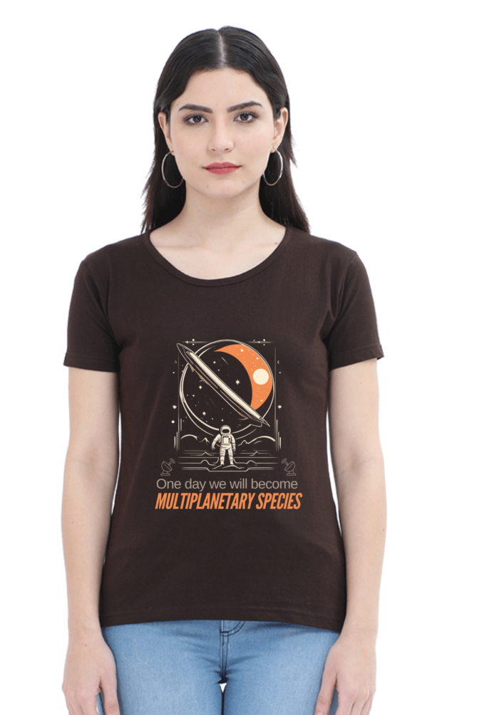 MULTI PLANETARY SPECIES WOMEN ROUND NECK T-SHIRT