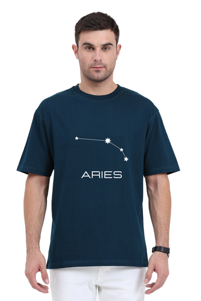 UNISEX OVERSIZED DARK COLOUR T-SHIRT: ARIES ZODIAC SIGN
