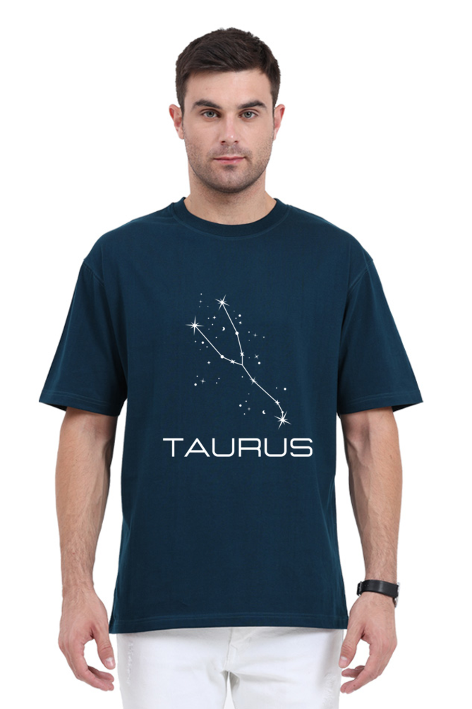UNISEX OVERSIZED DARK COLOUR T-SHIRT: TAURUS ZODIAC SIGN