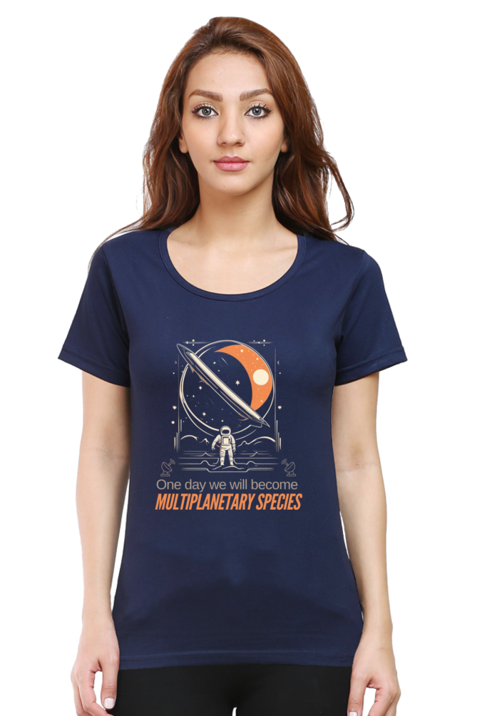 MULTI PLANETARY SPECIES WOMEN ROUND NECK T-SHIRT
