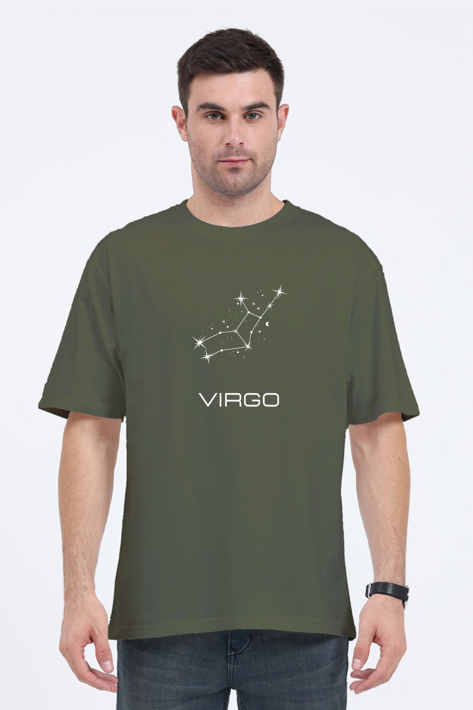 UNISEX OVERSIZED DARK COLOURED T-SHIRT: VIRGO ZODIAC SIGN