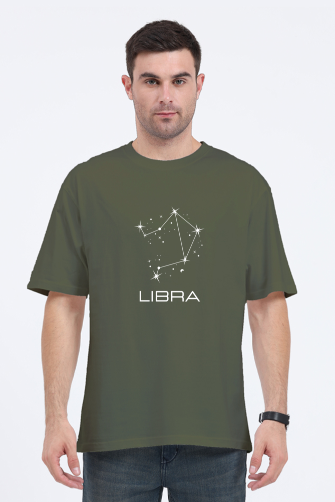 UNISEX OVERSIZED DARK COLOURED T-SHIRT: LIBRA ZODIAC SIGN