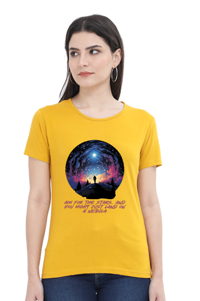 AIM FOR THE STARS WOMEN ROUND NECK T-SHIRT