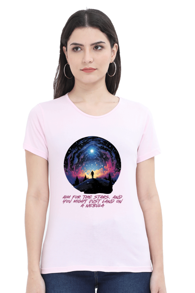 AIM FOR THE STARS WOMEN ROUND NECK T-SHIRT
