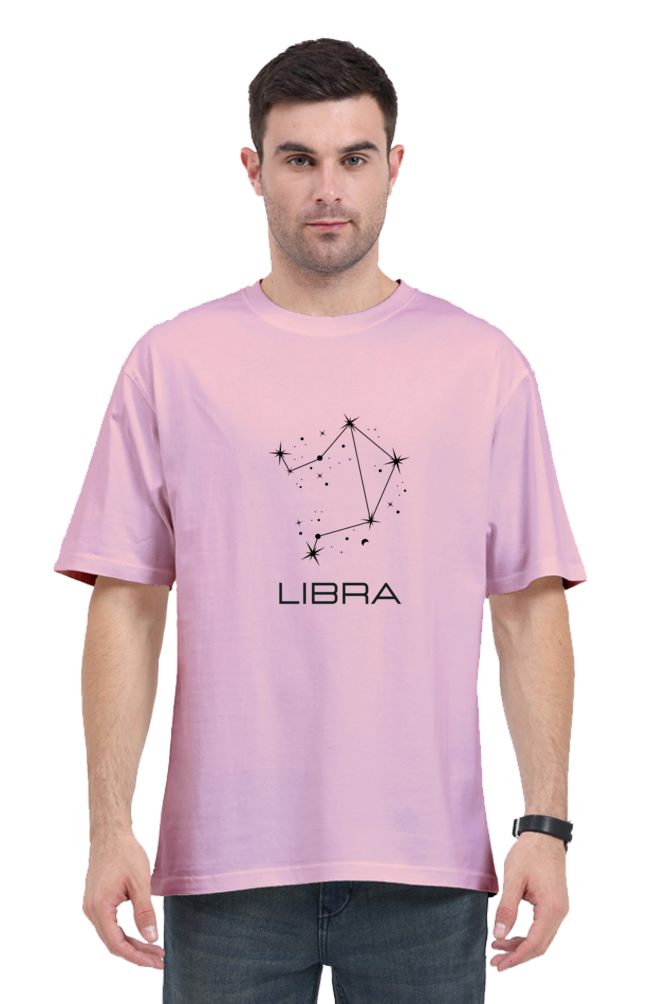 UNISEX OVERSIZED LIGHT COLOURED T-SHIRT: LIBRA ZODIAC SIGN
