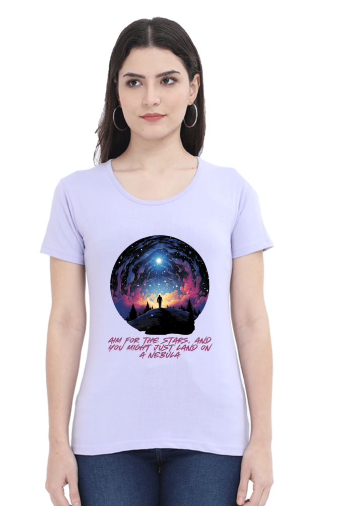 AIM FOR THE STARS WOMEN ROUND NECK T-SHIRT