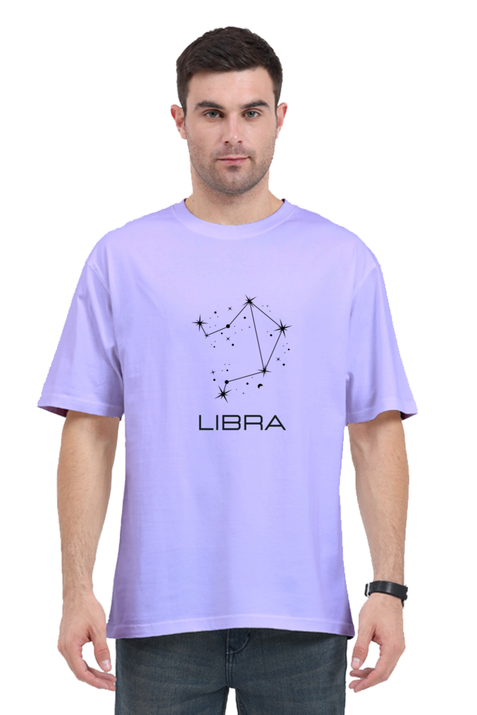 UNISEX OVERSIZED LIGHT COLOURED T-SHIRT: LIBRA ZODIAC SIGN