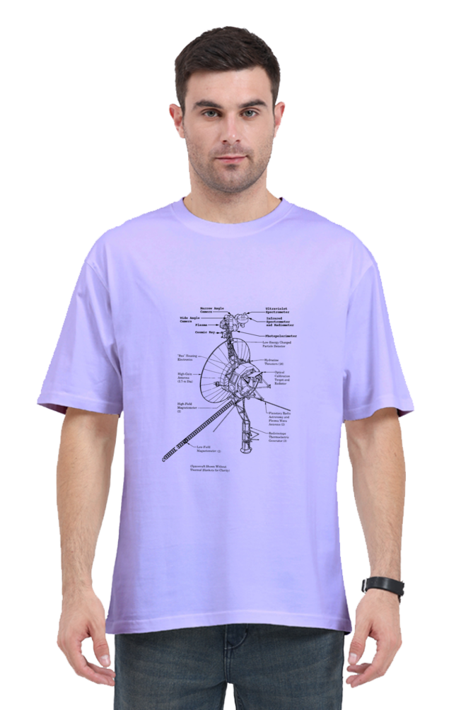 UNISEX OVERSIZED LIGHT COLOUR T-SHIRT: VOYAGER SCHEMATIC DESIGN