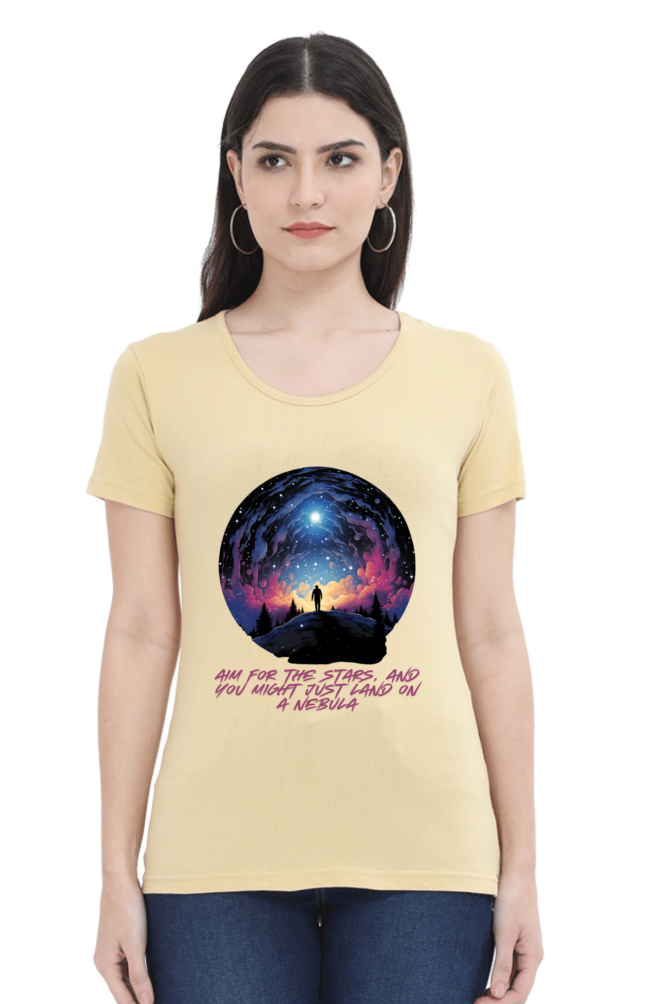 AIM FOR THE STARS WOMEN ROUND NECK T-SHIRT