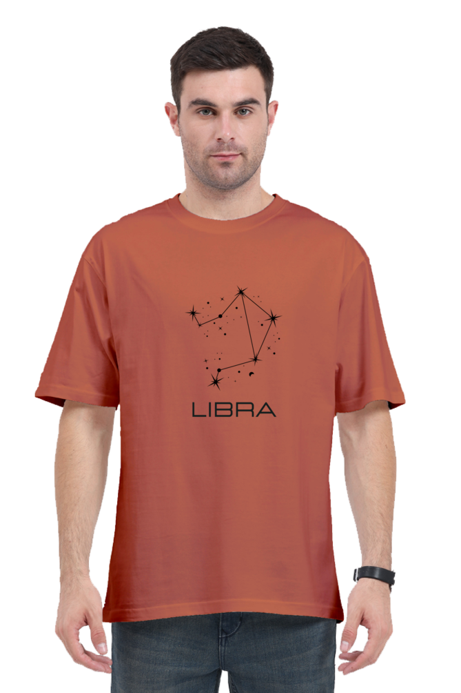 UNISEX OVERSIZED LIGHT COLOURED T-SHIRT: LIBRA ZODIAC SIGN