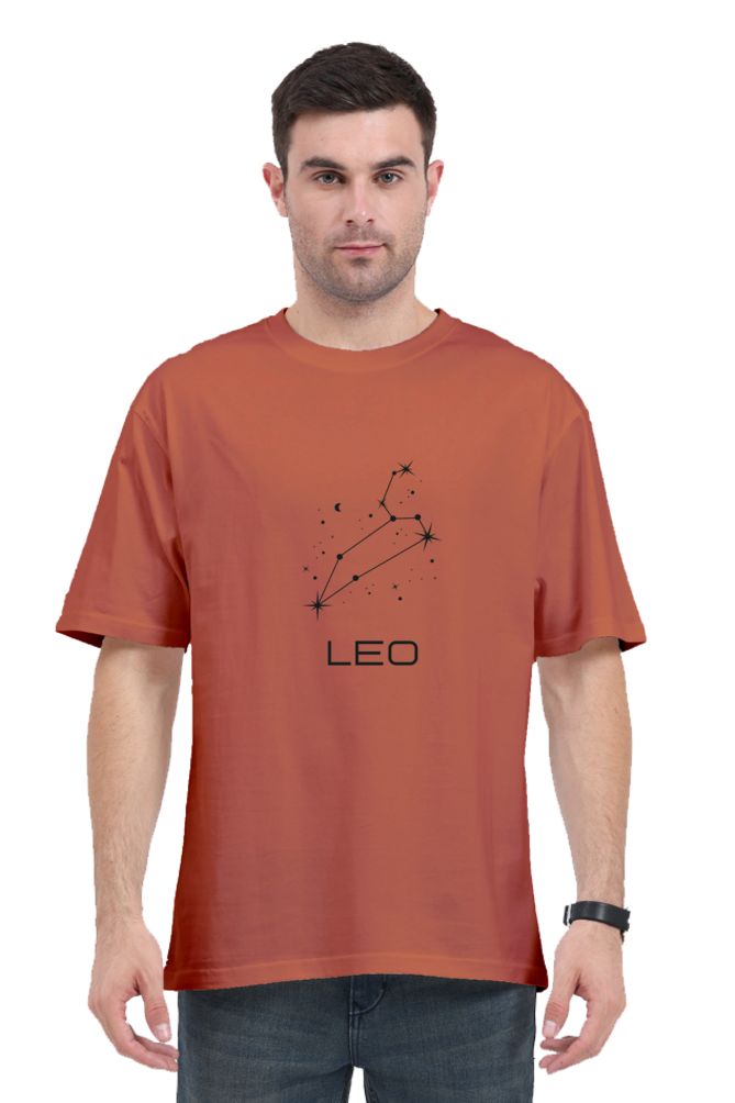 UNISEX OVERSIZED LIGHT COLOURED T-SHIRT: LEO ZODIAC SIGN