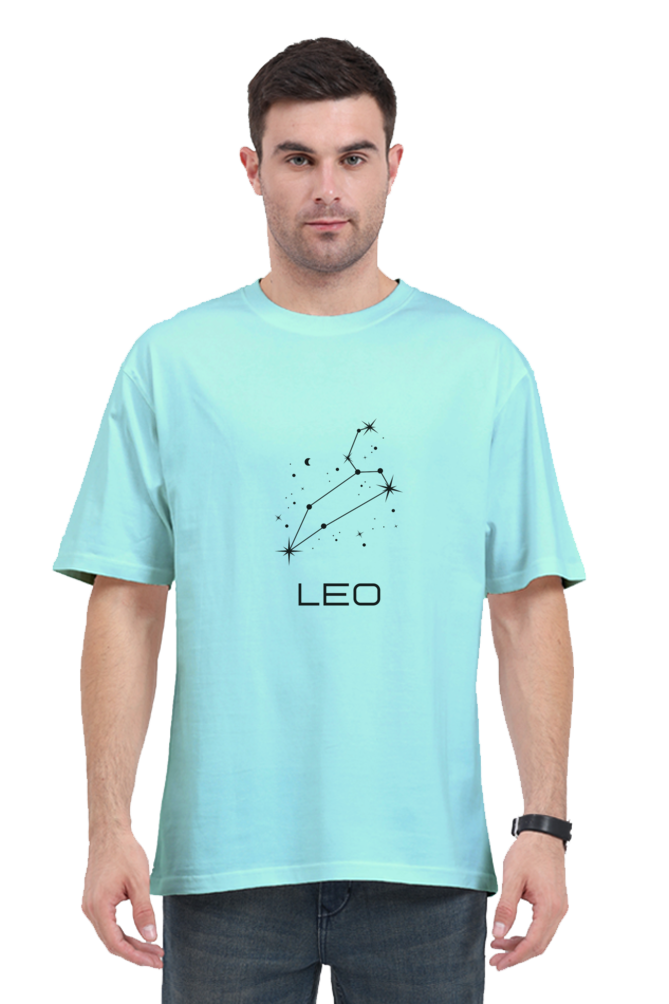 UNISEX OVERSIZED LIGHT COLOURED T-SHIRT: LEO ZODIAC SIGN