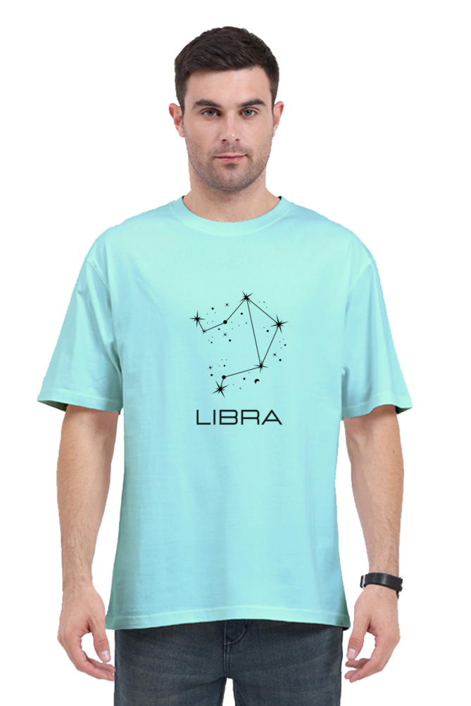 UNISEX OVERSIZED LIGHT COLOURED T-SHIRT: LIBRA ZODIAC SIGN