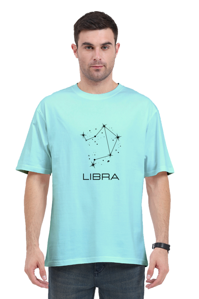 UNISEX OVERSIZED LIGHT COLOURED T-SHIRT: LIBRA ZODIAC SIGN