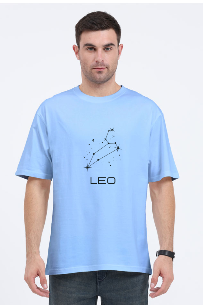 UNISEX OVERSIZED LIGHT COLOURED T-SHIRT: LEO ZODIAC SIGN