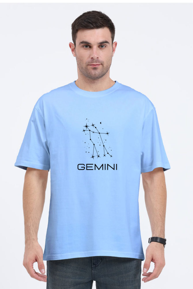 UNISEX OVERSIZED LIGHT COLOURED T-SHIRT: GEMINI ZODIAC SIGN