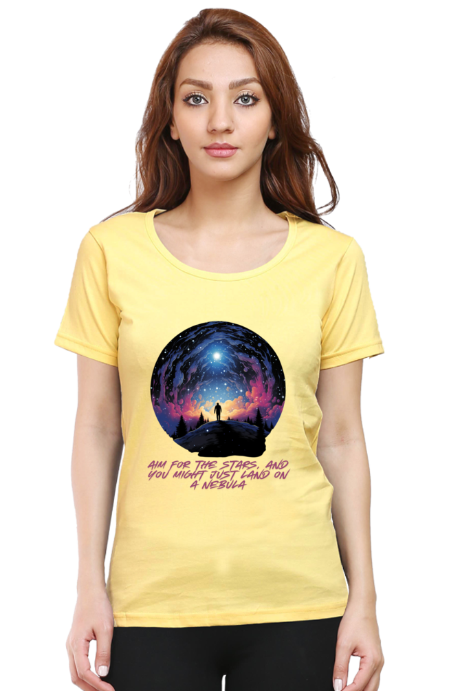 AIM FOR THE STARS WOMEN ROUND NECK T-SHIRT