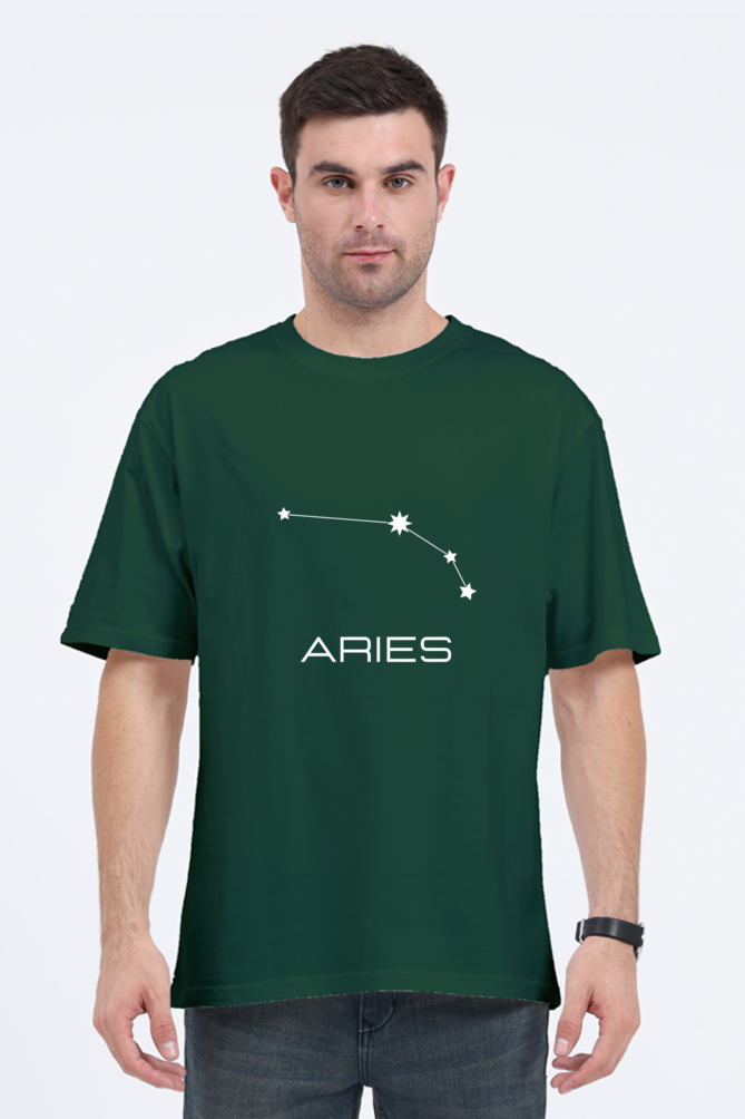 UNISEX OVERSIZED DARK COLOUR T-SHIRT: ARIES ZODIAC SIGN
