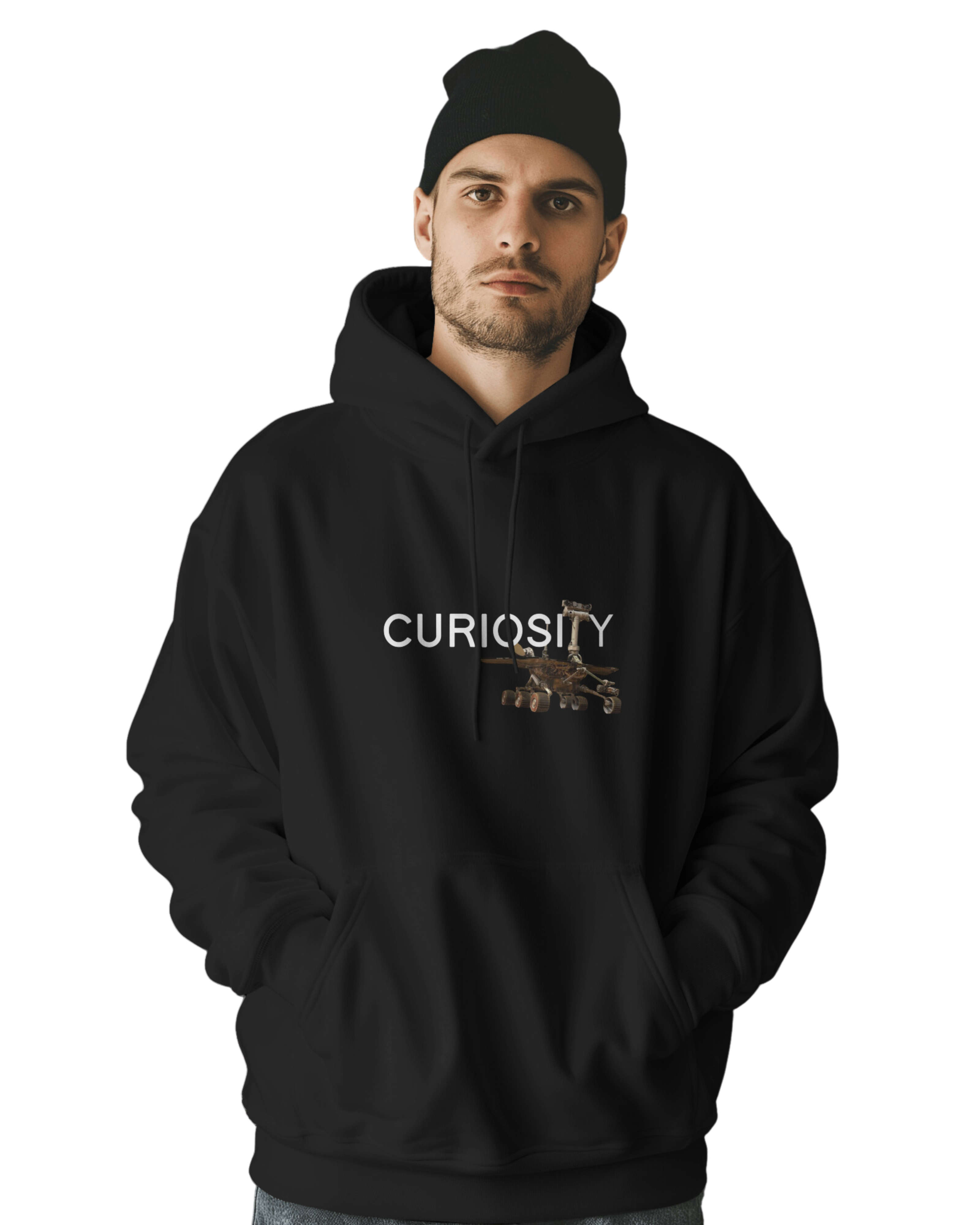 UNISEX BLACK CURIOSITY ROVER HOODIE – MARS EXPLORATION DESIGN