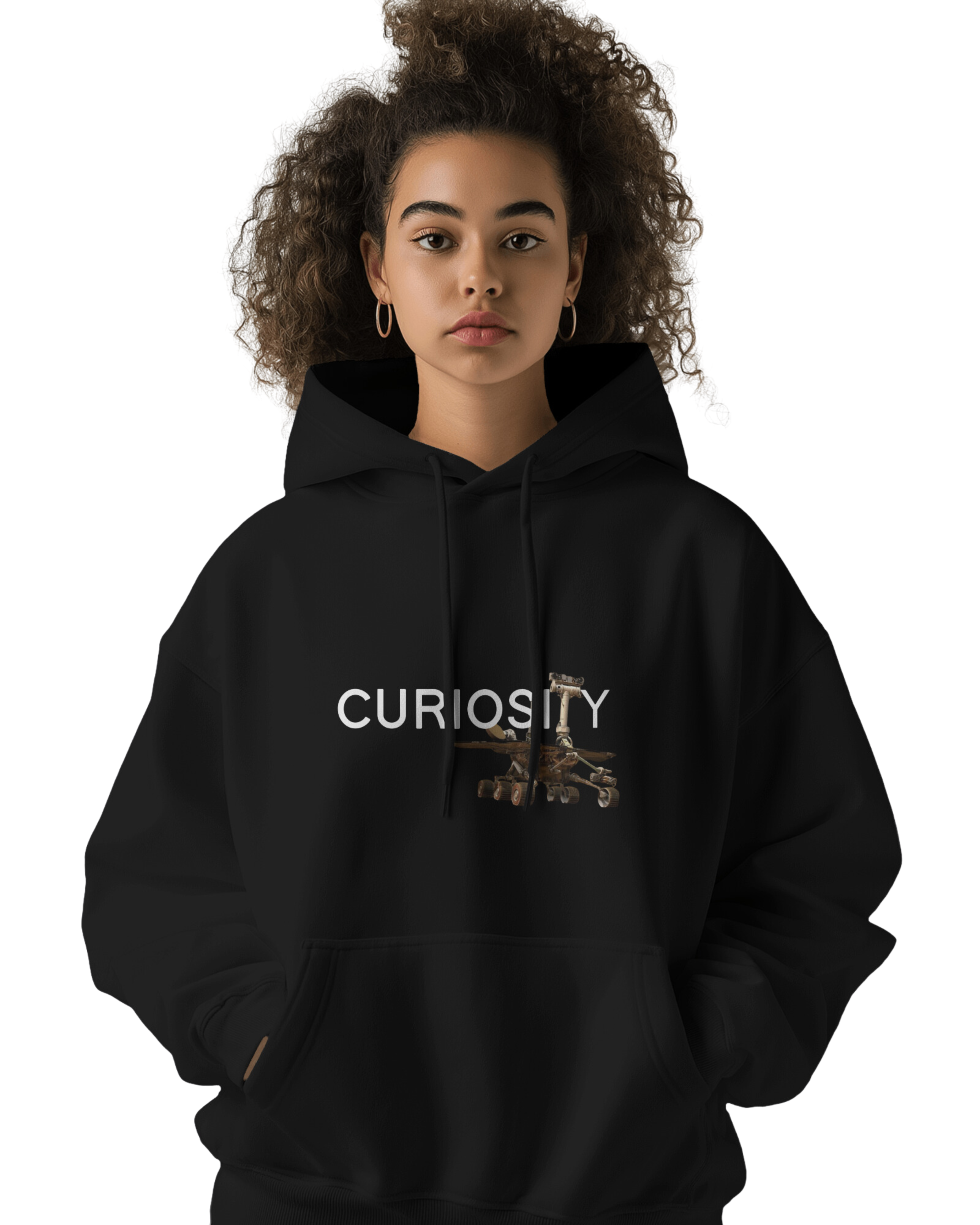 UNISEX BLACK CURIOSITY ROVER HOODIE – MARS EXPLORATION DESIGN