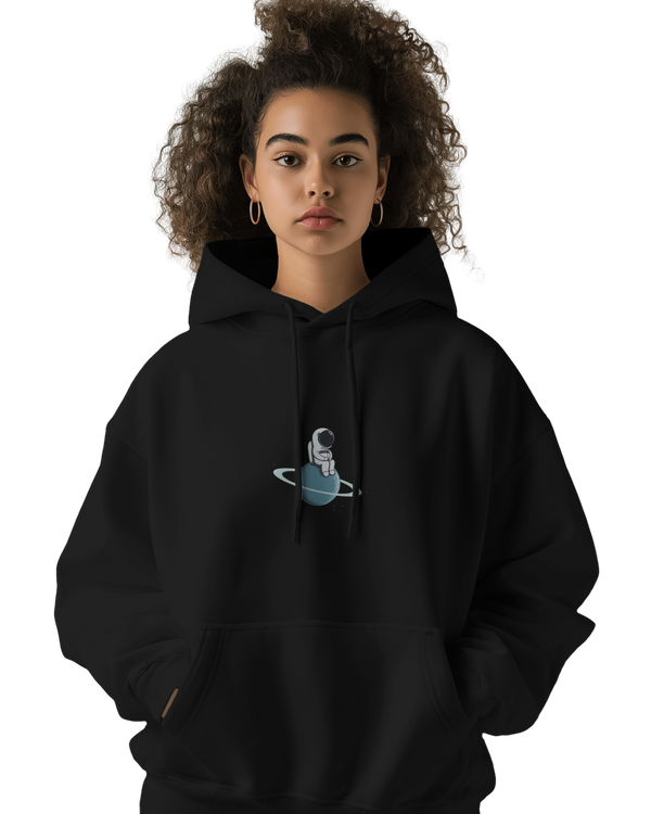 BLACK ASTRONAUT ON SATURN HOODIE – SPACE EXPLORER DESIGN | Astronomy | Space | WearTheCosmos