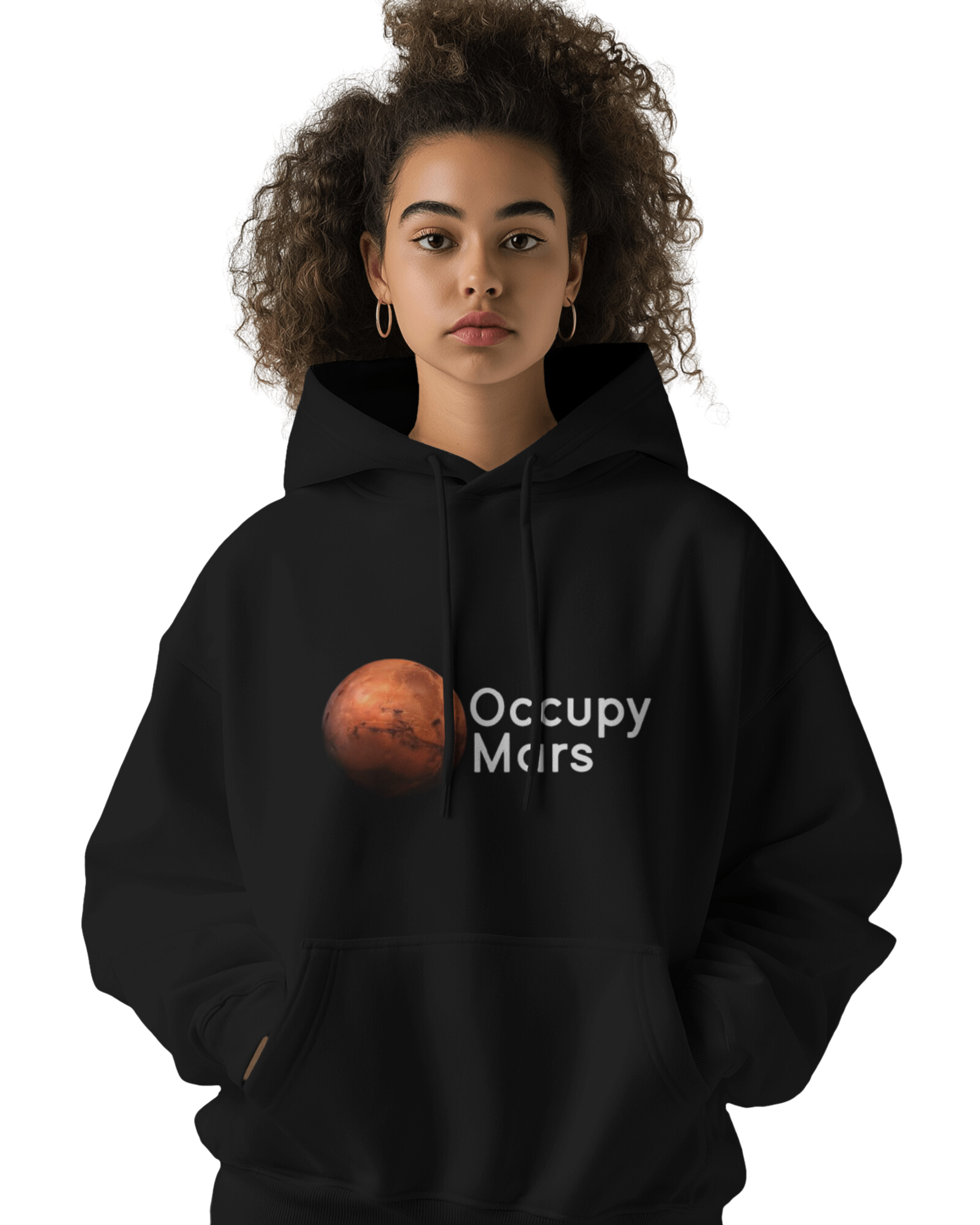 UNISEX WHITE OCCUPY MARS HOODIE – RED PLANET DESIGN