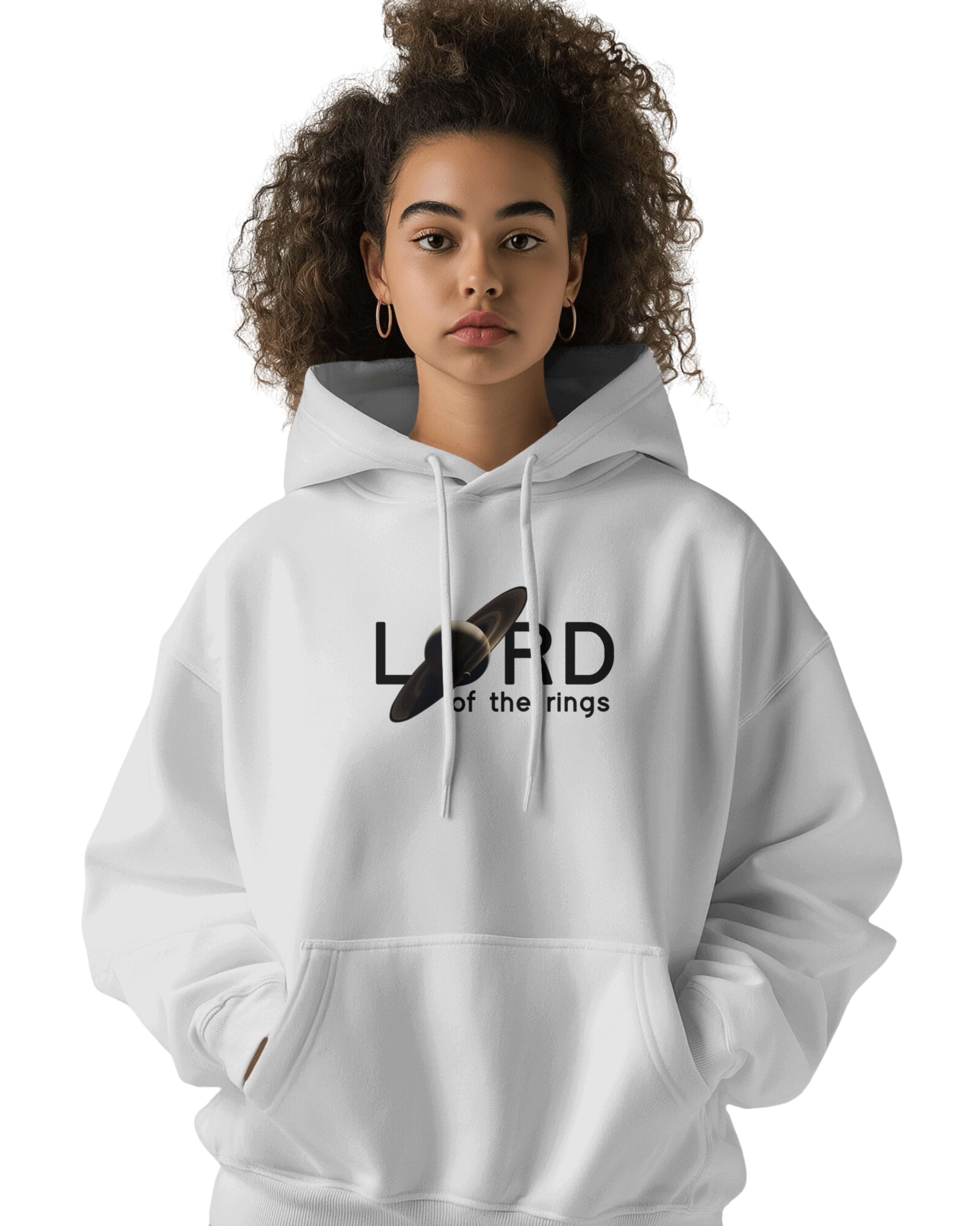 UNISEX WHITE LORD OF THE RINGS HOODIE – SATURN DESIGN