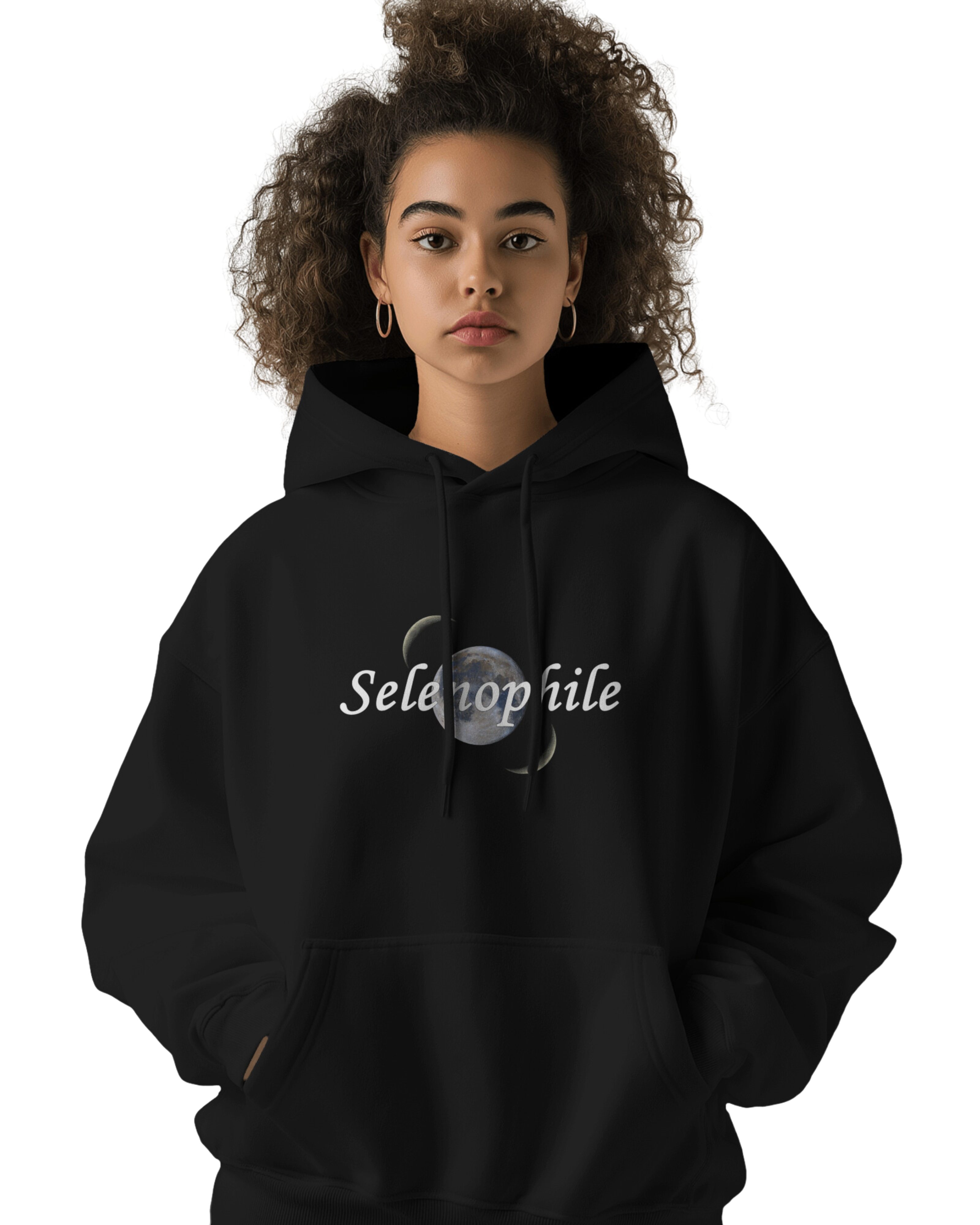 UNISEX BLACK SELENOPHILE HOODIE – MOON LOVER DESIGN