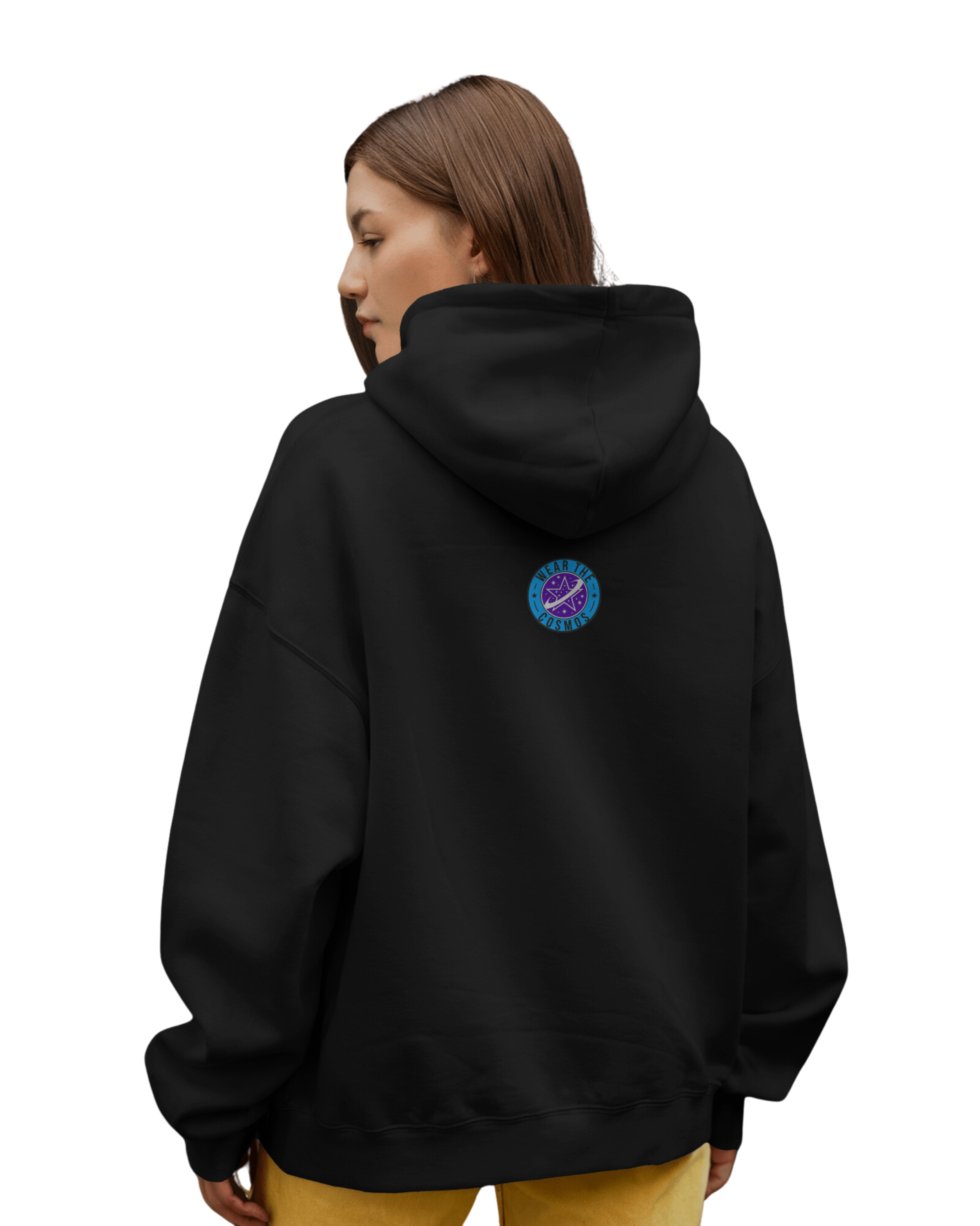 COSMIC WANDERER HOODIE – ASTRONAUT AND BLACK HOLE DESIGN