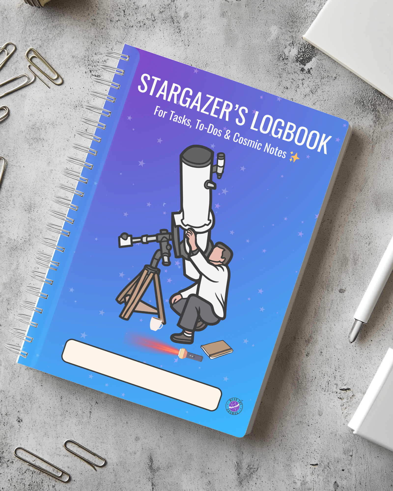 STARGAZER'S LOGBOOK - SPIRAL BOUND 120 PAGES | Astronomy | Galaxy | WearTheCosmos